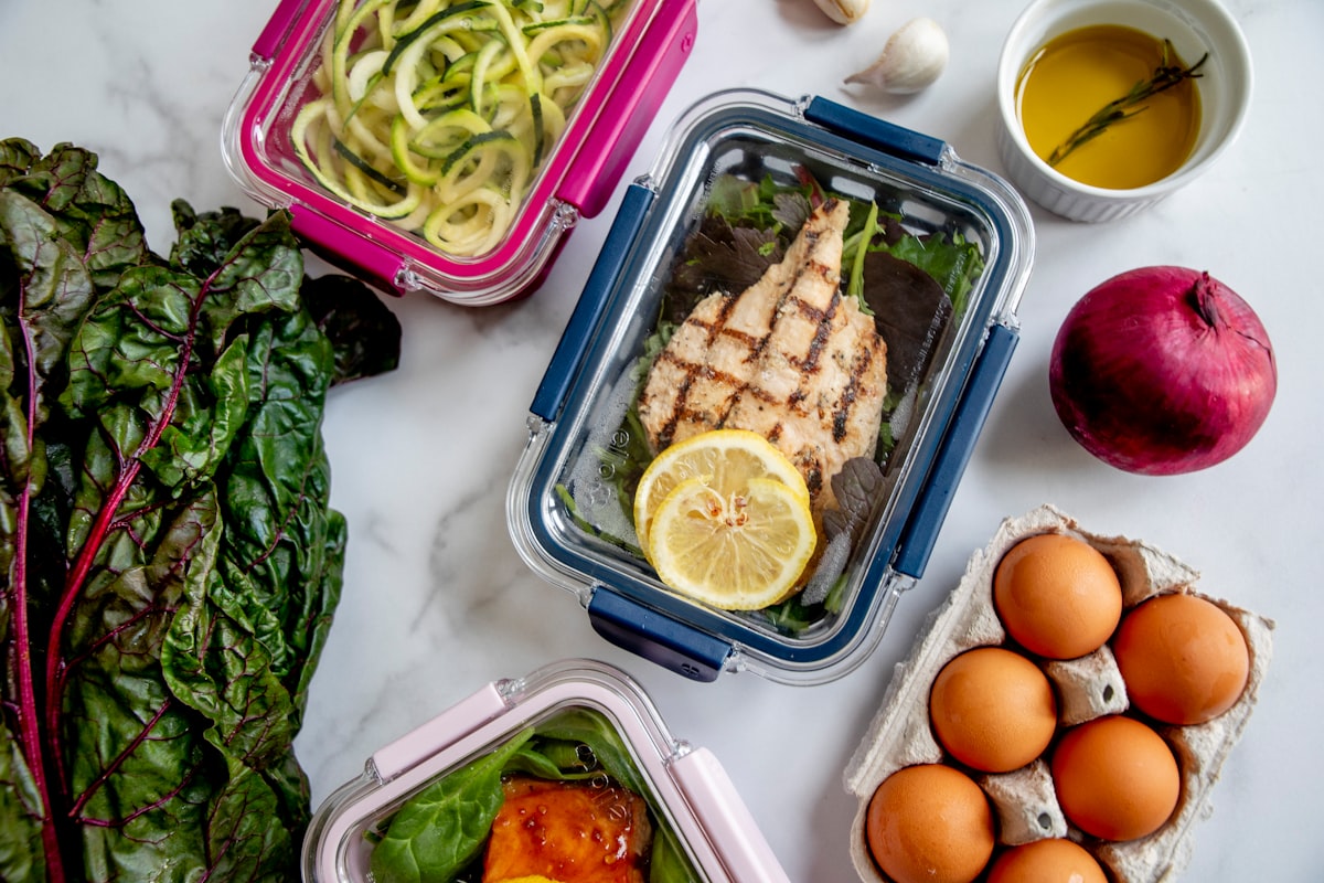 Healthy meal preparation in a modern kitchen