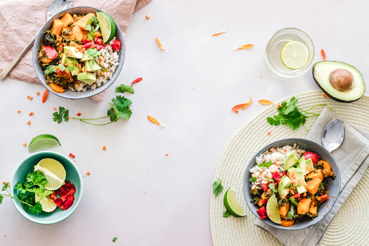 Beautifully plated vegetable stir-fry prepared by course student